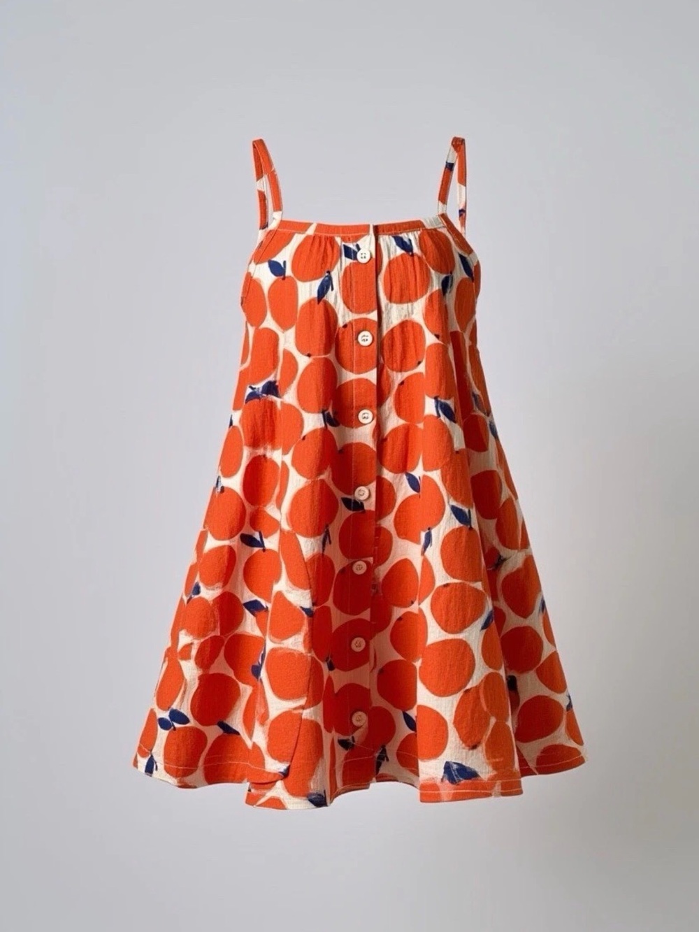 Hanna Andersson Orange and Cream Fruit-Print Button-Front Sundress